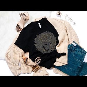 Afro Lady Rhinestone t-shirt.
